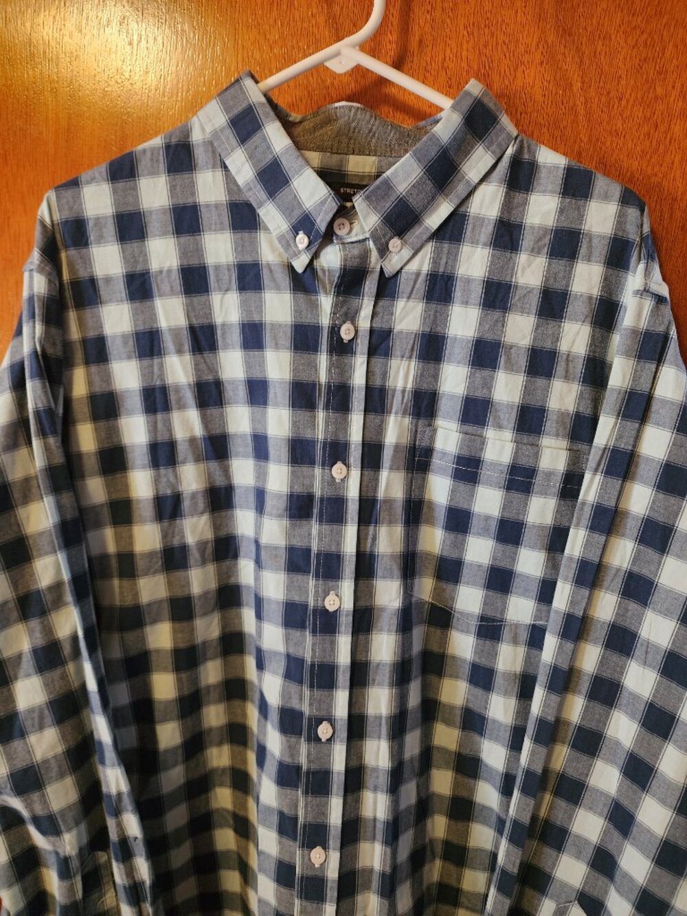 Men's 2XL Lee Blue Plaid Stretch Long Sleeve Button Down Shirt